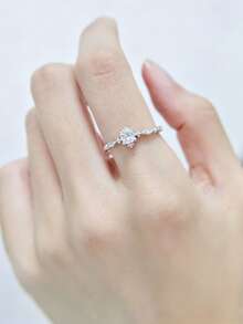 1 chiếc nhẫn bạc S925 đính đá Cubic Zirconia hình ngôi sao, trang sức thanh lịch và sang trọng để đeo hàng ngày, nhẫn đính hôn/cưới chất lượng cao dành cho nữ. - Bạc - Xem 9
