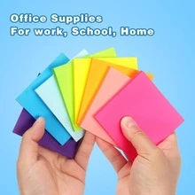 100 piezas/Paquete de notas adhesivas de colores, 3x3 pulgadas, 6 colores neón, surtido aleatorio, bloc de notas para estudiantes y oficina - Ver 6