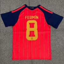 [48-Hour Shipping] Spain National Team 2026-2027 Season Home Red And Gold Striped Short-Sleeve Football Jersey With Multiple Player Numbers 2 / 8 / 10 / 19 / 20 - 2號 - 查看 9
