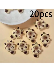 10/20个树脂可爱暹罗猫动物吊坠，适合DIY项链、手链、耳环、钥匙扣等饰品制作 - 彩色 - 查看 8