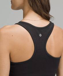 Lululemon Ebb To Street Cropped Racerback Tank | Seamless Ribbed Texture With Built-In Bra, Moisture-Wicking Stretch Studio-To-Street Essential - Black - View 5