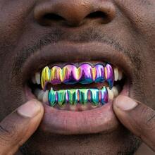 1 pieza Grillz brillante y colorido de 6 dientes/8 dientes, accesorio unisex para fiestas y festivales de música - Multicolor - Ver 13