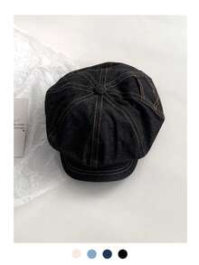Sombrero octagonal vintage con flecos plisados de colores mixtos, gorra de periódico casual y versátil que favorece el rostro para mujer, boina, boina delgada y transpirable para protección solar casual, nuevo 2025, playa, vacaciones - Multicolor - Ver 13