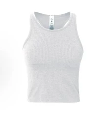 Camiseta de tirantes corta Ebb To Street de Lululemon | Construcción sin costuras | Textura acanalada minimalista | Sujetador incorporado con copas extraíbles | Absorción de humedad y estiramiento en cuatro direcciones | Prenda esencial para ir del estudio a la calle - Blanco - Ver 9