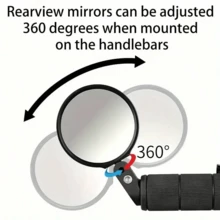 1/2 piezas Espejo retrovisor de bicicleta - Montaje en manillar rotatorio 360°, resistente a golpes, adecuado para bicicletas de montaña y de carretera - Espejo elástico 3D ajustable, visión trasera talla grande clara - espejo retrovisor redondo - Ver 3