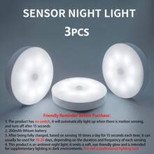 3pcs Motion Sensor Closet Lights - Magnetic, USB Rechargeable, 8 LED Wireless Indoor Lighting, 120° Super Wide Angle Infrared Sensor, Semi-Recessed Installation, Plastic Lampshade, Battery Powered, Suitable For Corridor, Staircase, Bedroom And Other Spaces, Infrared Sensor, Yellow/White LED, Room Decor, Home Decor, Wall Decor, Bedroom Decor, Night Light - Multicolor - View 15