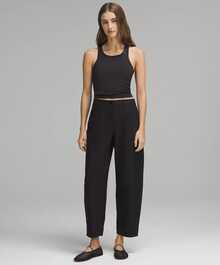 Lululemon Ebb To Street Cropped Racerback Tank | Seamless Ribbed Texture With Built-In Bra, Moisture-Wicking Stretch Studio-To-Street Essential - Black - View 2