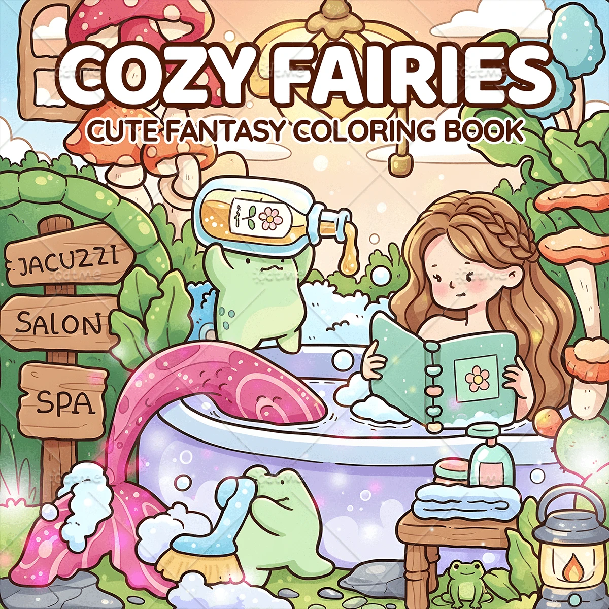 Sách tô màu COZY FAIRIES dành cho người lớn và trẻ em, màu sắc tươi tắn và dễ tô, thiết kế tối giản khổ lớn giúp bạn thư giãn, bao gồm các họa tiết dễ thương và thoải mái (màu sắc tươi tắn và dễ tô), quà tặng Ngày của Mẹ, đồ dùng học tập cho năm học mới.