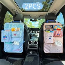 2/3 Layers Cute Cartoon Car Seat Back Organizer, Auto Storage Bag With Transparent Phone Pocket & Tissue Holder For Car Dorm Desk - Multicolor - View 1
