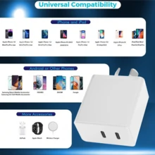 Cargador rápido USB-C de 20W, incluye cable de datos USB-C a USB-C de 1M, compatible con iPhone 17/17 Plus/17 Pro/17 Pro Max/16/15 Series, Pro y otros dispositivos - Enchufe Australia(220-240V) - Ver 5