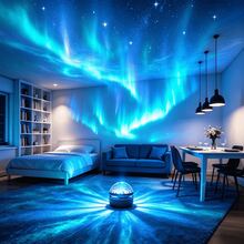 1pc LED Projection Night Light, Northern Lights Starry Sky Projector, Multi-Color Remote Control Romantic Atmosphere Lamp Suitable For Bedroom Home Theater Ceiling Decoration - Multi-color light - View 9