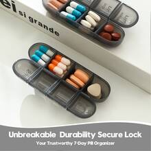 1pc 21/28 Compartment Portable Pill Box, Detachable 3 Times Daily Compact Pill Organizer, Waterproof Travel Medicine Storage Container, Large Capacity Multi-Compartment Removable Pill Case - Black - View 4