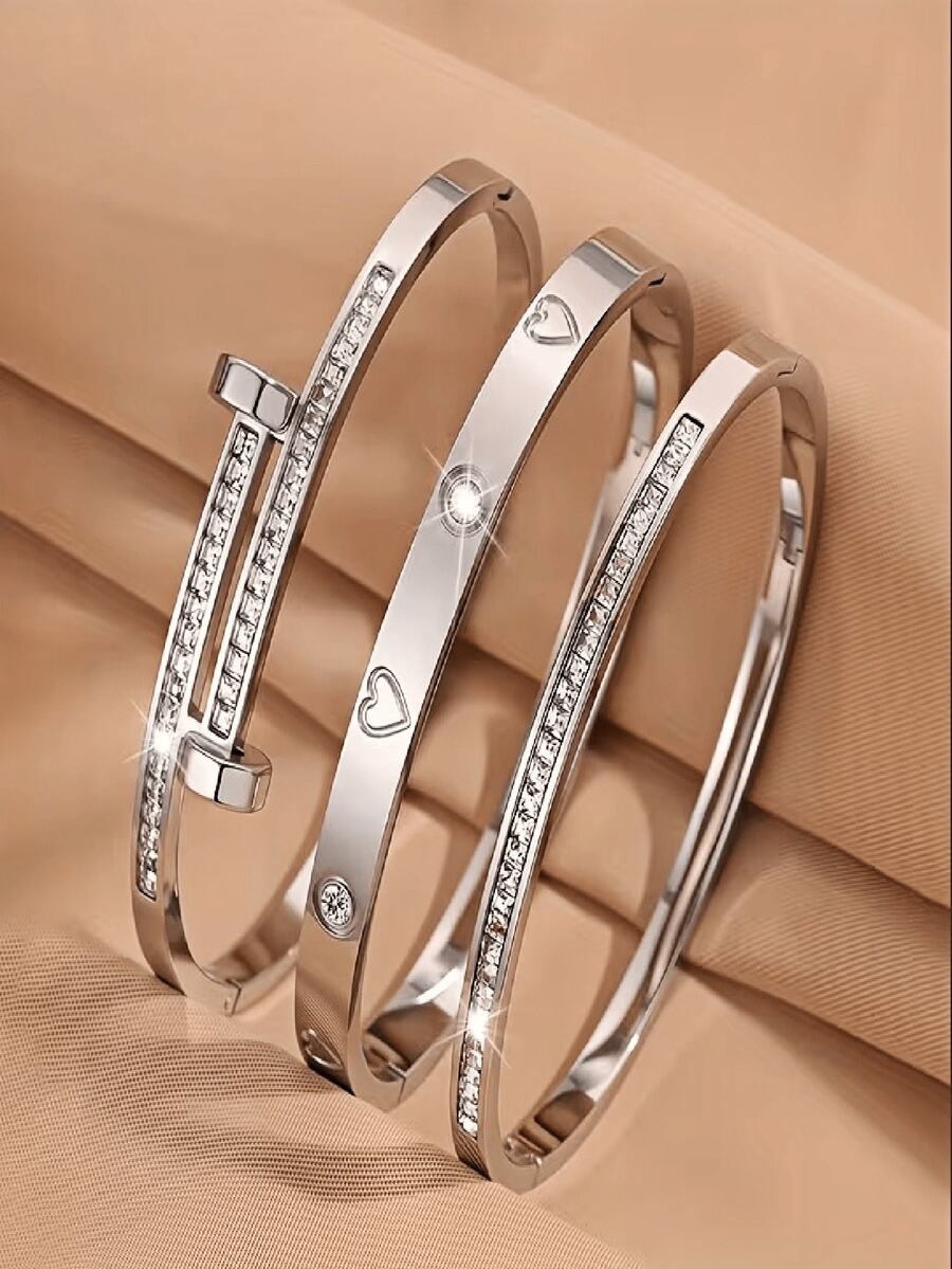 3件套/1件不锈钢手链，防水，男女皆宜，适合日常佩戴，母亲节、宰牲节等节日礼物。