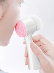 Double-Sided Double-Ended Facial Cleansing Brush, 2 Colors Available (Blue And Pink) Soft Bristle Silicone Face Brush, Manual Deep Pore Cleansing Brush, Blackhead Removal Facial Cleansing Tool, Suitable For Sensitive Skin/Home/Travel, Facial Skincare Tool - Multicolor - View 8