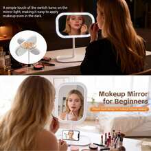 LED Makeup Mirror With Light, Portable Vanity Mirror, 3 Lighting Modes, Touch Control, With Portable Stand And Foldable Design, Bedroom Mirror, Lighted Beauty Mirror, USB Rechargeable Mirror, Women's Gift, Home/Room Decor - Multicolor - View 5