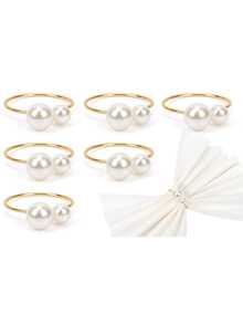 10/12 Pearl Decorative Napkin Rings - Washable Gold And Silver Metal Napkin Holders, Napkin Ring Buckles, 6/12 Piece Set, Fashionable Buckle, Table Decoration, Suitable For Weddings, Parties, Dinners, Etc. - Elegant Decoration, Suitable For DIY, Events, Restaurants, Family Holiday Gatherings, Kitchen Table Decoration, Dinner, Picnic, Banquet, Etc - Multicolor - View 5