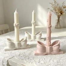 DIY Resin Mold, Bowknot Shaped Candle Base Plaster Mold, Silicone Mold For Home Decor, Gifts, Handicraft, Epoxy Resin Casting Silicone Mold - White - View 4
