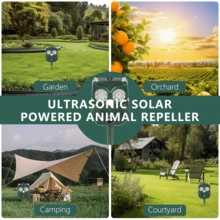 OBOVAY Solar & USB Dual-Charge Ultrasonic Animal Repeller, Motion Activated, Wide Range – Flashing Light + Ultrasound Deters Rats, Skunks, Foxes, Rabbits, Owls, Raccoons – , For Garden & Yard - Multicolor - View 5