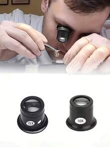 10X/15X Lupa con máscara para los ojos, adecuada para reparación de joyas y relojes, diseño ergonómico con diadema ajustable, lupa de mano para inspección de precisión y elaboración de joyas, superficie metálica de moda, estructura duradera, lupa para reparación de relojes, lupa para elaboración de joyas, lupa de alta magnificación - Multicolor - Ver 2
