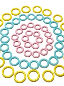 60pcs Tri-Color Woven Stitch Markers, 20pcs Each In Pink, Blue And Yellow. Color-Coded For Easy Size Identification. Closed-Loop Design Is More Secure Than Open-Style, Preventing Markers From Falling Off. Suitable For Knitting, Crochet, And Various DIY Projects To Mark Stitches And Rows. - Marking Buckle - View 1