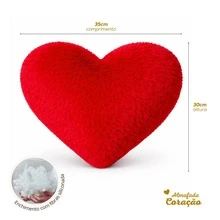 Plush Heart-Shaped Pillow In Various Colors, Silicone - vermelho - 查看 3