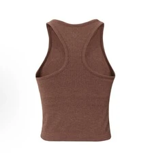 Camiseta de tirantes corta Ebb To Street de Lululemon | Construcción sin costuras | Textura acanalada minimalista | Sujetador incorporado con copas extraíbles | Absorción de humedad y estiramiento en cuatro direcciones | Prenda esencial para ir del estudio a la calle - Marrón - Ver 2