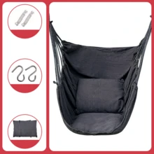 1pcsComfortable Hanging Chair, Hammock Chair With Large Thick Cushion, Classic Stripes Swing Chair For Bedroom, Patio, Balcony, Garden, Living Room, Holds Up To 330 Lb - 彩色 - 查看 11