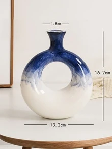 1个蓝白陶瓷花瓶装饰，人造干花花瓶，艺术花瓶，适合插花，简约客厅及展厅装饰，家居装饰，花瓶，中心装饰，桌面装饰礼品，生日及毕业典礼房间装饰玻璃花瓶，家居饰品，办公室装饰，房屋装饰 - 1PC - 查看 10
