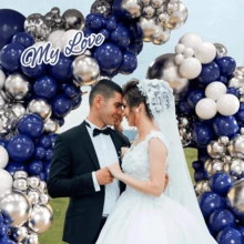 1 Set Navy Blue And Silver Balloon Arch Kit, Includes Silver Foil Confetti/Suitable For Birthday Party, Wedding, Graduation Ceremony And Other Occasions Decoration, Includes Royal Blue, Metallic Silver, White Balloons - View 5
