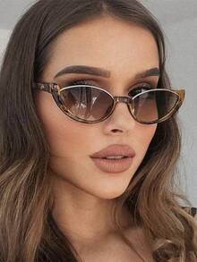 1 chiếc kính mắt mèo tối giản thời trang, phong cách đường phố - Cà phê nâu - Xem 2