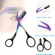 2026 Nouveaux ciseaux à sourcils avec peigne (1 paire de ciseaux + 1 peigne), unisexe, conçus spécifiquement pour la mise en forme et le toilettage des sourcils, manche antidérapant pour un trimming et un retrait des cils faciles, convient comme outil de beauté de maquillage, set de coupe de sourcils 1/2, mise en forme précise, outil de beauté sans parfum pour débutants, accessoire d'épilation unisexe, salon, beauté, essentiel de voyage, accessoire de salle de bain, set de coupe de sourcils à deux mains - Plusieurs styles - Voir 3