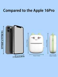OBOVAY 1pc Cute Cat Design Mini Thermal Printer - 1200mAh Lithium-Ion Battery, Portable Pocket Photo And Label Maker, USB Charging, Inkless Printing, Includes USB Cable And Inkless Kit, Suitable For Travel, Journaling, Home Organization - Multicolor - View 2