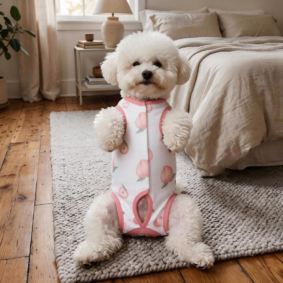 1pc Pet Spay/Neuter Suit, Post-Weaning Anti-Licking Breathable Dog/Cat Recovery Clothes, Suitable For All Seasons - Pink - View 1