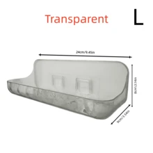 1pc No Drill Wall Mounted Adhesive Storage Rack, Transparent Plastic Bathroom Organizer With Drainage, Waterproof Bathroom Shelf For Cosmetics, Toiletries, Kitchen, Available In 2 Sizes - A - View 7