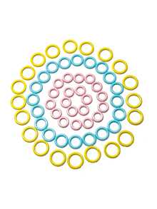60pcs Tri-Color Woven Stitch Markers, 20pcs Each In Pink, Blue And Yellow. Color-Coded For Easy Size Identification. Closed-Loop Design Is More Secure Than Open-Style, Preventing Markers From Falling Off. Suitable For Knitting, Crochet, And Various DIY Projects To Mark Stitches And Rows. - Marking Buckle - View 3