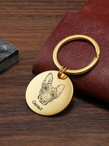 1pc Customized Pet Photo Keychain, Stainless Steel Material Can Customize Dog/Cat Portrait Photo And Pet ID, Personalized Keychain, Customized Pet Name Keychain, Gift For Pet Lovers - Multicolor - View 8