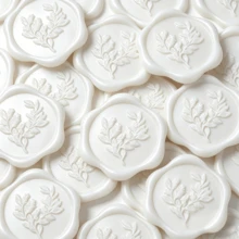 20 PCS Eucalyptus Pattern Self-Adhesive Wax Seal Stickers For Gifts Wedding Invitation Envelope Sealing-White - Eucalyptus Ivory - View 1