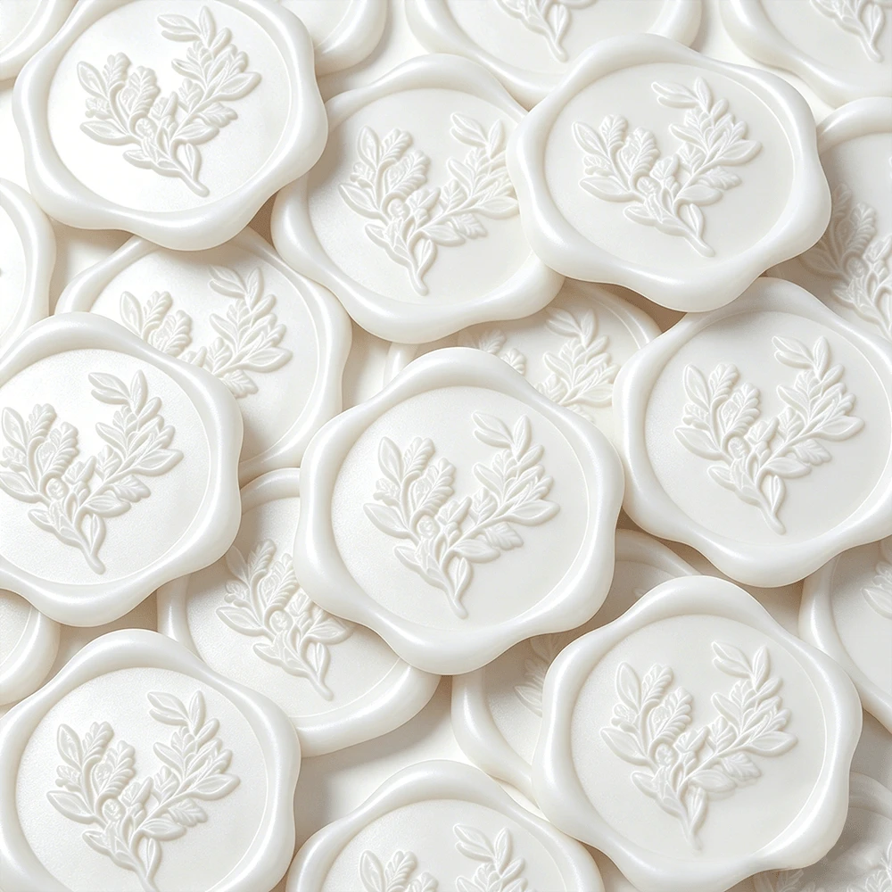 20 PCS Eucalyptus Pattern Self-Adhesive Wax Seal Stickers For Gifts Wedding Invitation Envelope Sealing-White - Eucalyptus Ivory - View 1