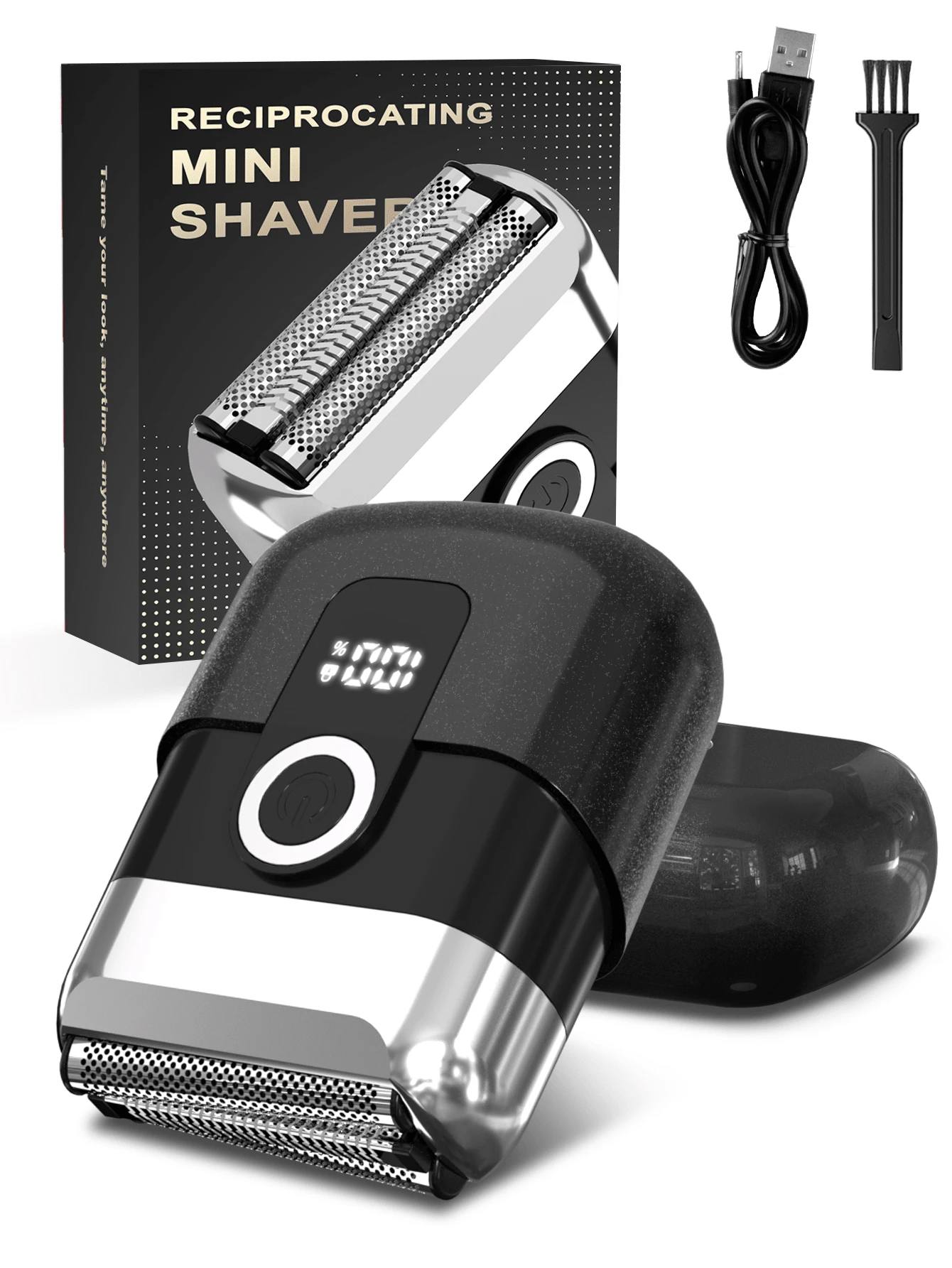 Men's Electric Shaver With Digital Display, Rechargeable Foil Shaver, Ultra-Portable Wet & Dry Razor, Compact Travel Shaver – Holiday Gift For Him, Father's Day Gift - Xám - Xem 1