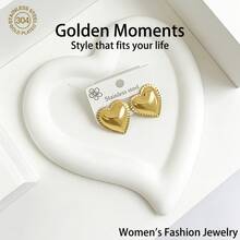 1 Pair/6 Pairs - Fashionable Stainless Steel Women's Earrings, Hypoallergenic Women's Earrings Suitable For Daily Commute, Vacation And Party Wear, Women's Accessories, Graduation Gift, Stainless Steel Women's Jewelry - Gold - View 7
