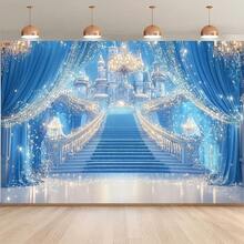 1 Piece Of Dreamy Blue Castle Landscape Tapestry And Background Cloth, Used For Photography Studio Props, Birthday Parties, Outdoor Celebration Decorations, Wedding Decorations, Beaches, Festival Decorations, Multi-Functional Indoor And Outdoor Party Decorations, With Tapestry Clips - Nhiều màu 3 - Xem 6