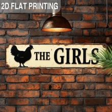 2D Flat - Country Style 2D Metal Sign "Las Chicas" With Chicken Silhouette - Vintage Farmhouse Decor, 4X16 Inches, Durable Art Piece, Suitable For Kitchen Or Bedroom, No Electricity Needed, High-Quality Decorative Panel, Interior Design, Rustic Charm - Multicolor - View 7