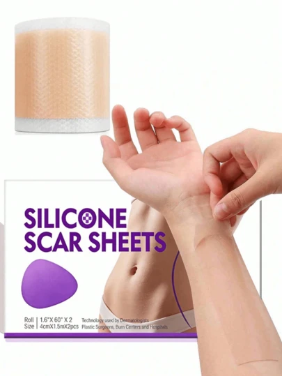 Miếng dán trị sẹo silicon kích thước 0,39" x 59,06", phù hợp với mọi loại da, miếng dán trị sẹo silicon tái sử dụng, dùng trong chuyên nghiệp.