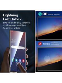 XINHONGYU 适用于三星 Galaxy S 系列的超清屏幕保护膜，支持 0.2 秒指纹解锁，兼容 Galaxy S2 Ultra/26+/26/S25 Ultra/S25+/S25/S24 Ultra/24 Plus/24/23/22/21，全屏覆盖，防指纹，防刮花，无气泡，是生日、送给家人、朋友的绝佳礼物，手机屏幕保护膜，手机配件 - 無色 - 查看 4