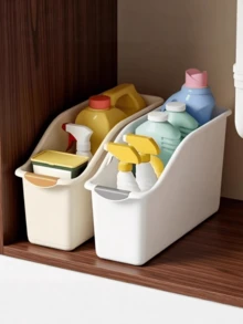 1PC Multifunctional Storage Box Set, Plastic Multifunctional Storage Box Set, Curved Design, Suitable For Home Storage, Ideal For Cleaning Supplies And Household Essentials, Storage Box, Storage Basket, Storage Container - View 4