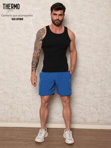 Kit Of 3 Men's Beach Shorts With Lycra, Suitable For Gym, Running, Crossfit, Plain, Basic - 灰/海軍藍/皇家藍 - 查看 8