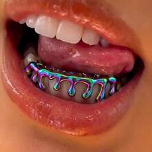 1 pieza Grillz brillante y colorido de 6 dientes/8 dientes, accesorio unisex para fiestas y festivales de música - Multicolor - Ver 2