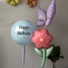 Juego de globos, globo de unicornio, globo de mariposa morado macaron & blanco crema, globo de flor macaron, globo de margarita de papel de aluminio, adecuado para fiesta de cumpleaños, decoración de habitación, ducha, decoración de temporada de bodas, aniversario, globo de decoración de accesorios fotográficos. - Ver 5