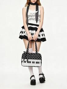 Simple Stylish Polka Dot Piano Bag, Niche Design Lace Popular Handbag, Exquisite Multifunctional Shoulder Bag, Suitable For Date Shopping Collocation - Multicolor - View 4