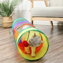 Multifunction Rainbow Foldable & Portable Pet Tunnel Toy, Durable Cat Toy For Active Cats And Small Dogs, Cat Tunnel For Hide And Seek Game To Consume Energy, Includes Hanging Toys For Interactive Pet Entertainment, Gift Set - Multicolor - View 10
